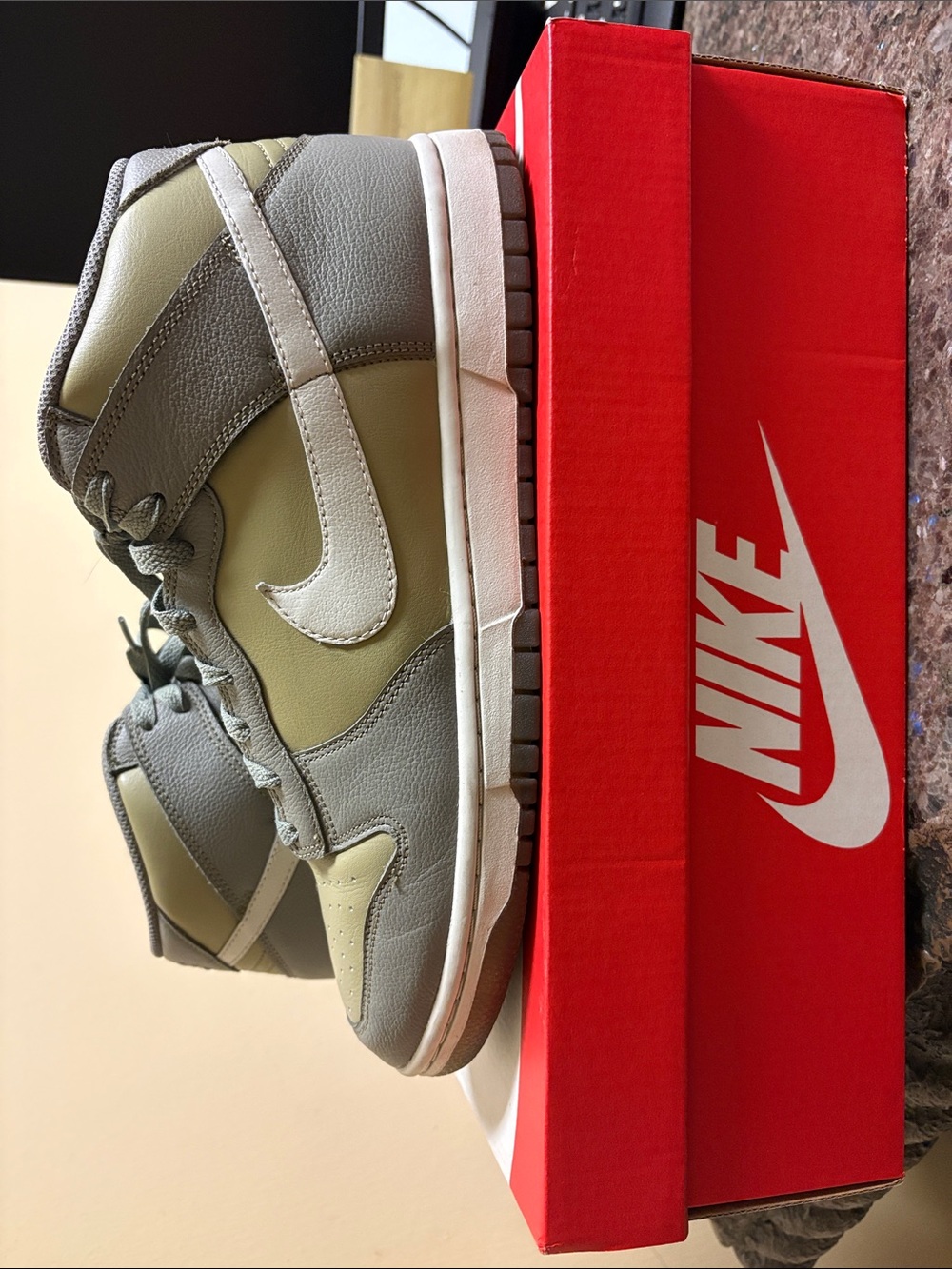 Nike High-Top Sneakers in Olive Green and Gray
